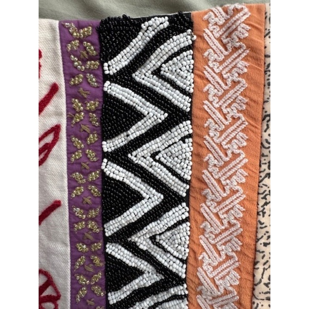 Leif Notes Beaded Embroidered Patchwork Skirt Bri… - image 3